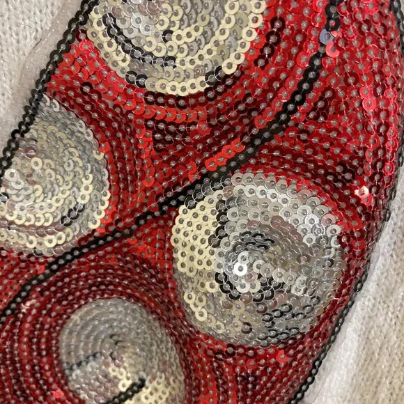 Disney Parks Minnie Mouse Sweater Womens Large Sequin Bow Knit Flaw Cosplay - Picture 8 of 9